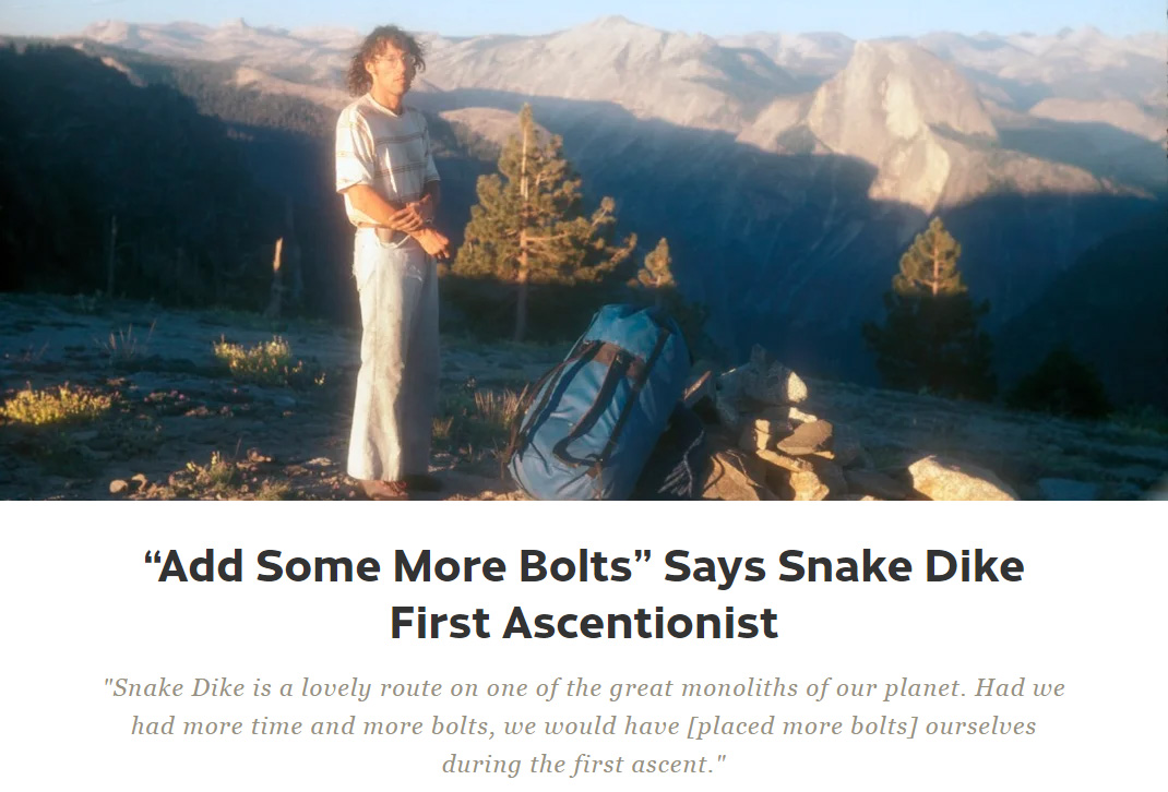 Matéria da revista americana Climbing sobre a Snake Dike no Half Dome